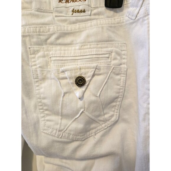 Vintage Y2K R Marks Low Rise Jeans White Denim Cowgirl Wide Leg Tall 32" - Picture 5 of 9